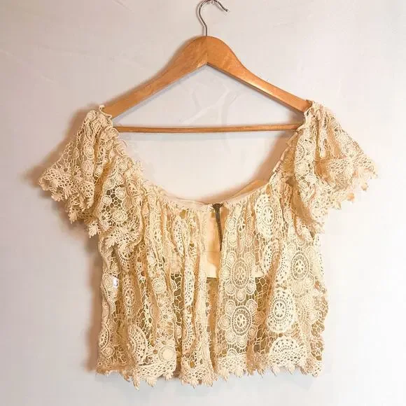 3 FOR $50! 🎁 TULAROSA Off Shoulder Amelia Bustier Crop Sz. S Eggshell Cr… - Picture 6 of 6